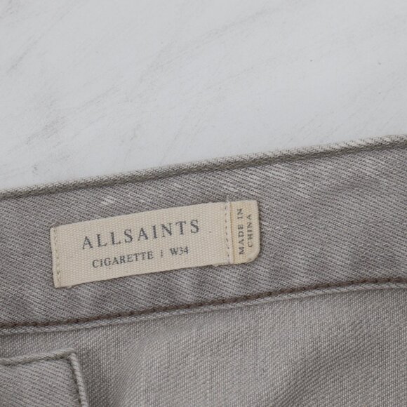All Saints Jeans Men 34 L31 Slim Fit Cigarette Button Fly Mid Rise Stretch Denim - Picture 10 of 13